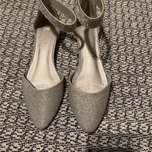 Amazon Silver Glitter Ankle Strap Heels